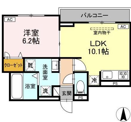 ルヴィータ剣町(1LDK/3階)の間取り写真