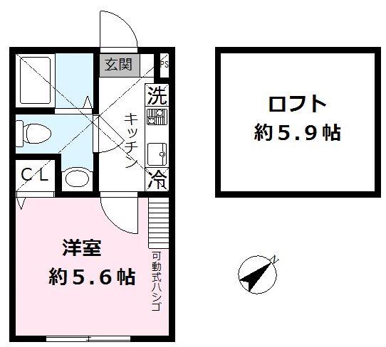 アザーレ・パッシオ読売ランド前弐番館(1K/1階)の間取り写真