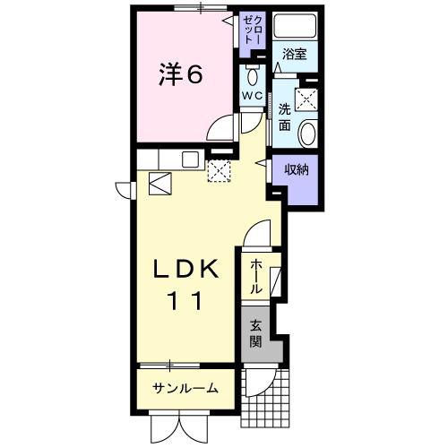 ジョイハウスA(1LDK/1階)の間取り写真