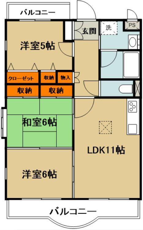 バルパレータワー(3LDK/2階)の間取り写真