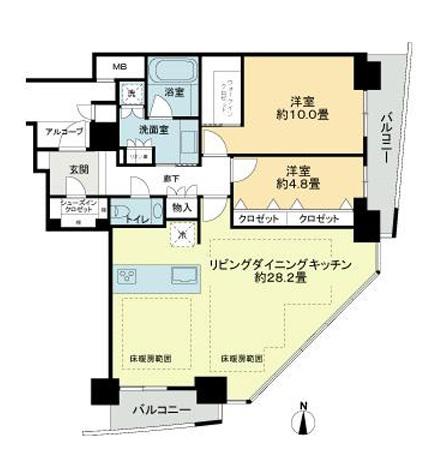 大阪ひびきの街 ザ・サンクタスタワー(2LDK/52階)の間取り写真