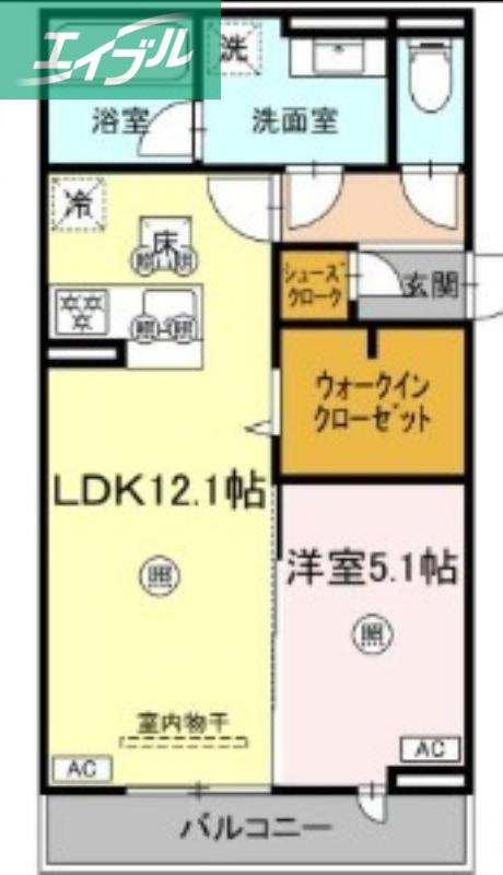 LUVERIA(1LDK/1階)の間取り写真
