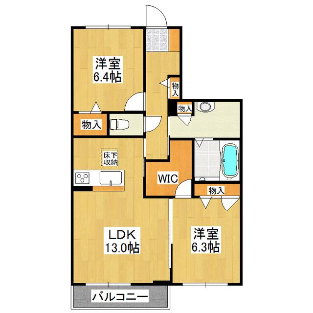 GLORY CITY A棟(2LDK/1階)の間取り写真