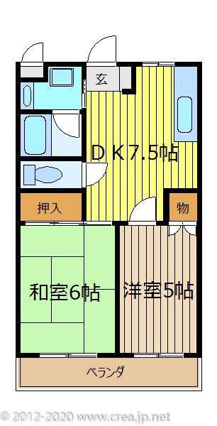 セジュール・ド・ミワ弐番館(2DK/4階)の間取り写真