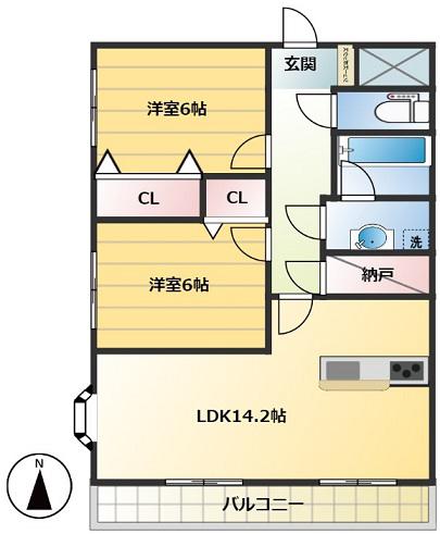 相川マンション3番館エスペランサ(2LDK/2階)の間取り写真
