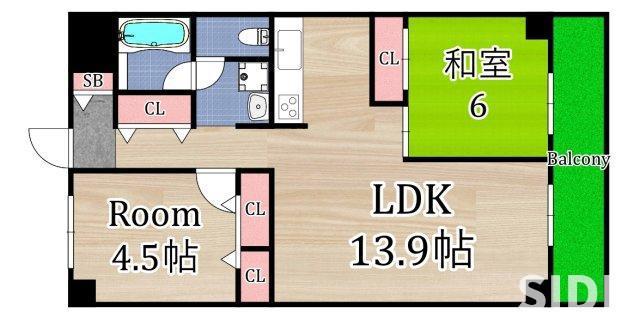 ネオコーポ大阪城公園2(2LDK/3階)の間取り写真