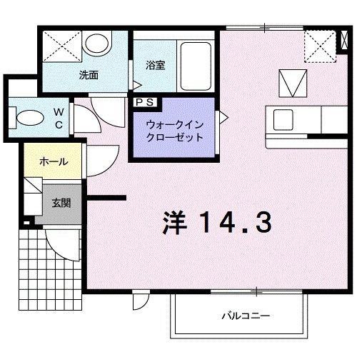 クレストール林 A(ワンルーム/1階)の間取り写真