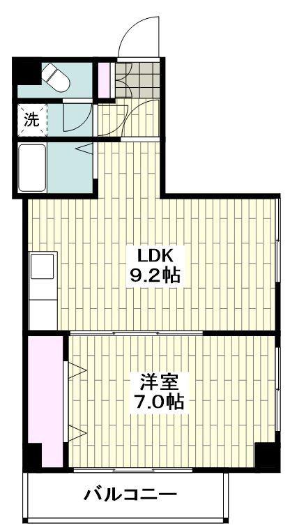 鴨居港マンション(1LDK/3階)の間取り写真