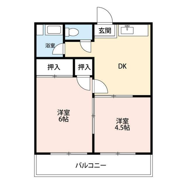 コーポ小菅A(2DK/2階)の間取り写真