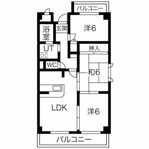 グレイスコート北条(3LDK/4階)の間取り写真