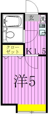ベルウィング北綾瀬B(1K/1階)の間取り写真