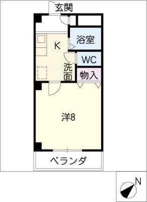 ラポール絲田(1K/2階)の間取り写真