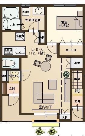 パーク・ユーソニア(1LDK/1階)の間取り写真