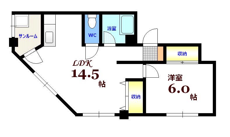 沖野ビル(1LDK/3階)の間取り写真