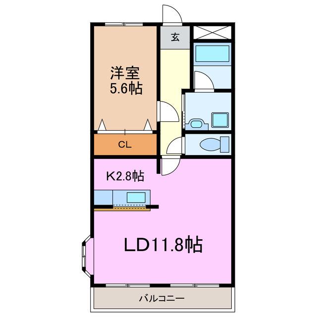 プティエシャトー(1LDK/2階)の間取り写真