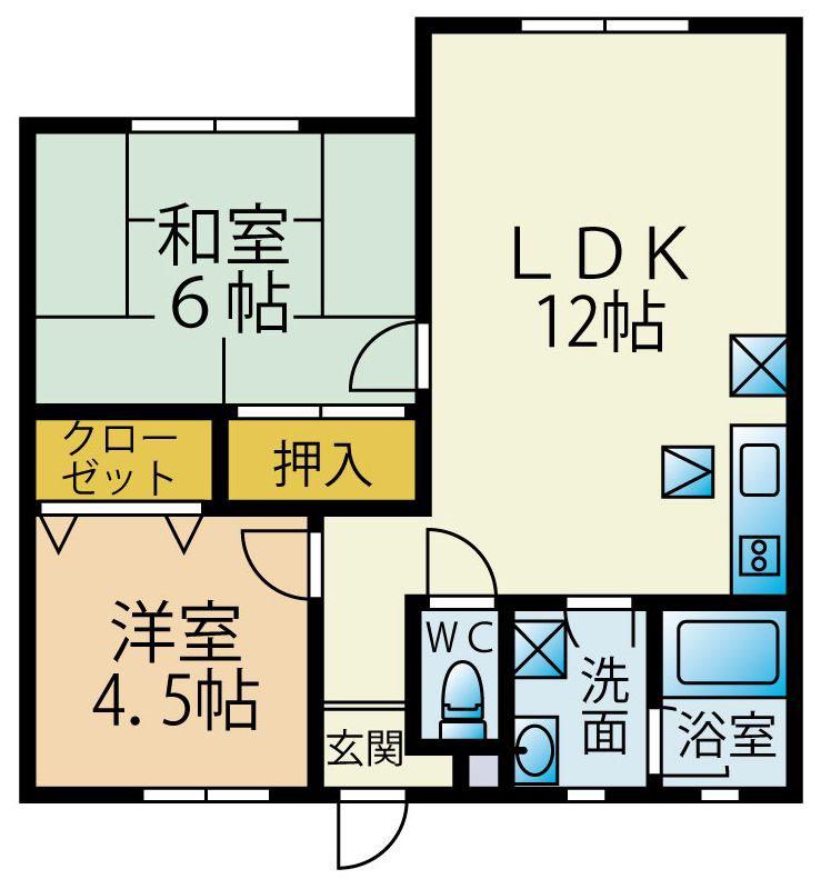 メゾン・ド・ロワール(2LDK/1階)の間取り写真
