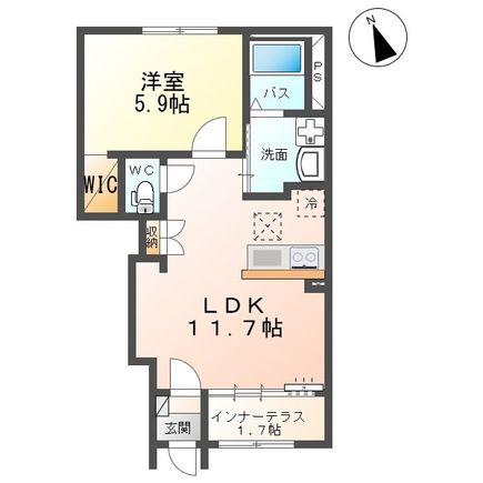 フラッハーニ(1LDK/1階)の間取り写真