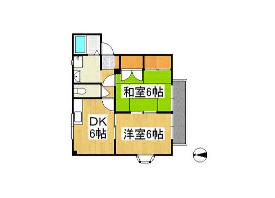 サンコーポ西阿知B棟(2DK/1階)の間取り写真