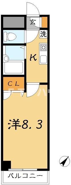 ビルヌーブ(1K/2階)の間取り写真