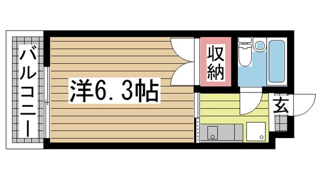 ル・パレ本山中(1K/2階)の間取り写真