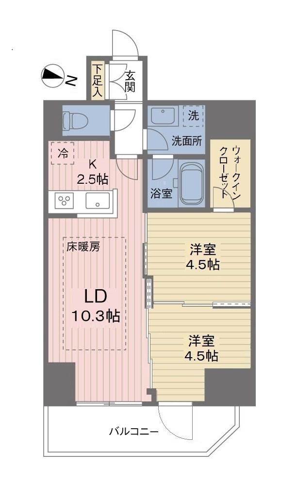 ACOLT中野富士見町(2LDK/12階)の間取り写真