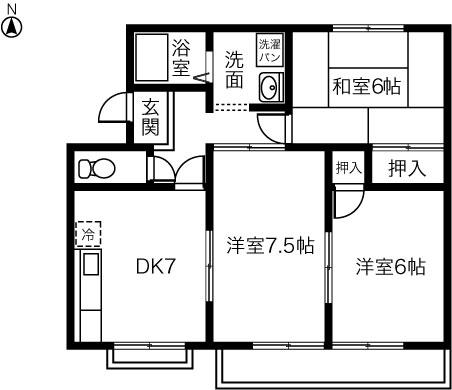 サンアヴェイル森A(3DK/2階)の間取り写真