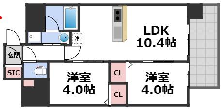 スプランディッド玉造(2LDK/5階)の間取り写真