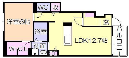 カレントヴィラ(1LDK/1階)の間取り写真
