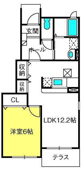 レーベンツォーネIII(1LDK/1階)の間取り写真