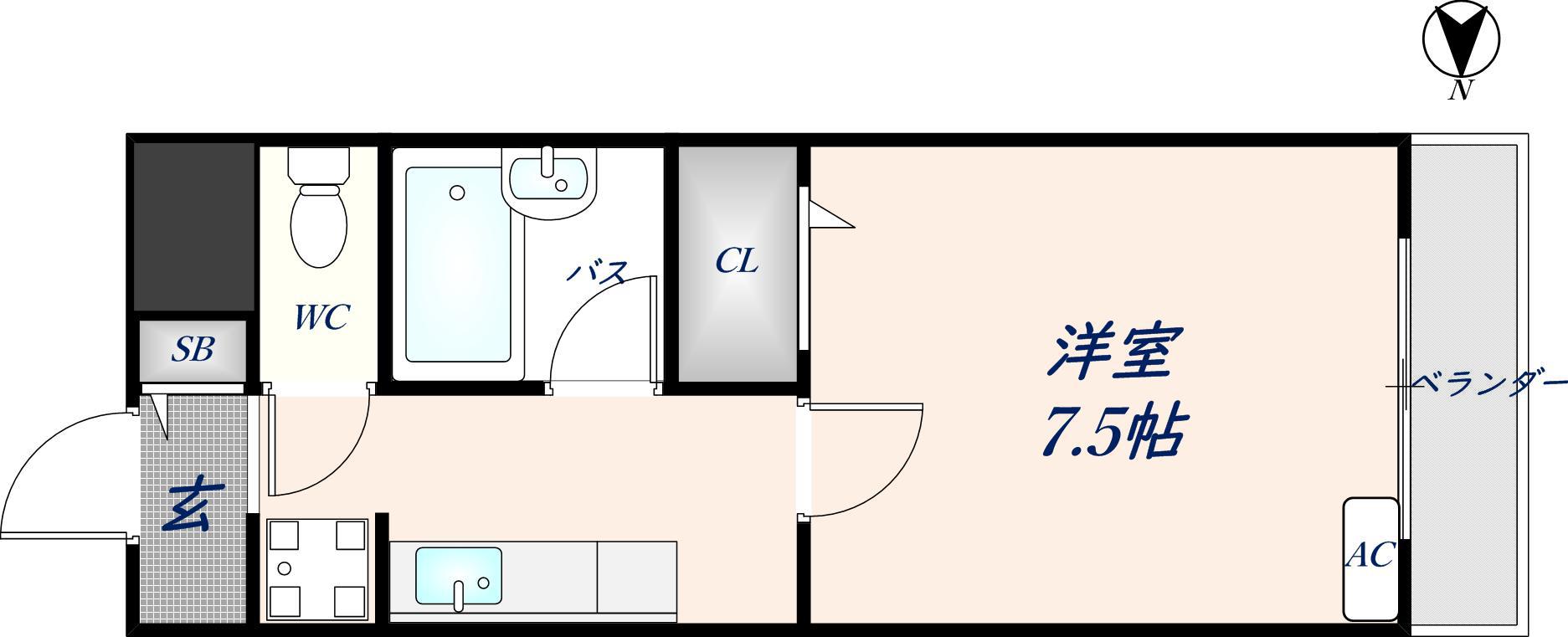 カデンツァK(1K/5階)の間取り写真