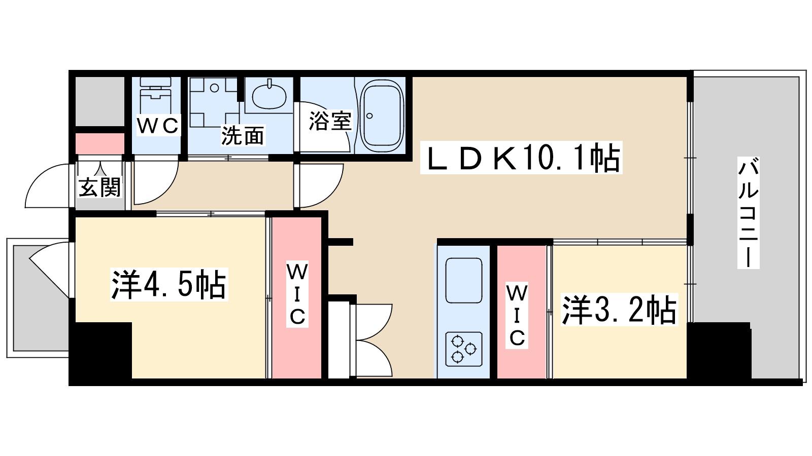 アーバネックス中崎町2(2LDK/2階)の間取り写真