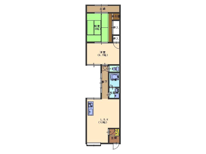 エールハイムII(2LDK/2階)の間取り写真