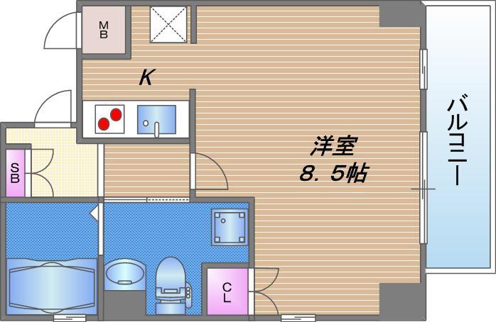 アフターザレイン(ワンルーム/6階)の間取り写真