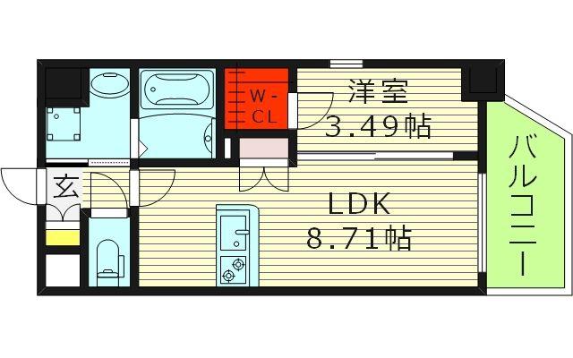 サムティ京橋クリア(1LDK/13階)の間取り写真