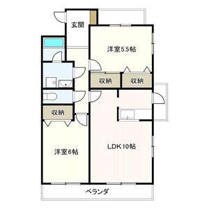 スーペリア松田II(2LDK/3階)の間取り写真