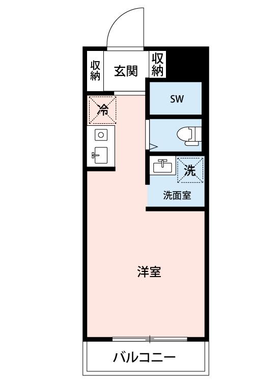 ペガサスマンション経堂(ワンルーム/1階)の間取り写真
