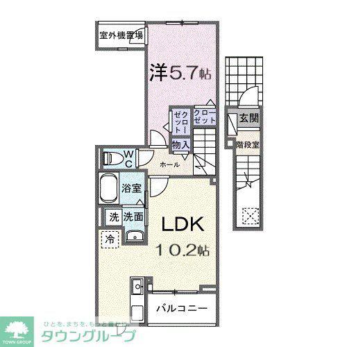 ヒカルサ西大宮(1LDK/2階)の間取り写真