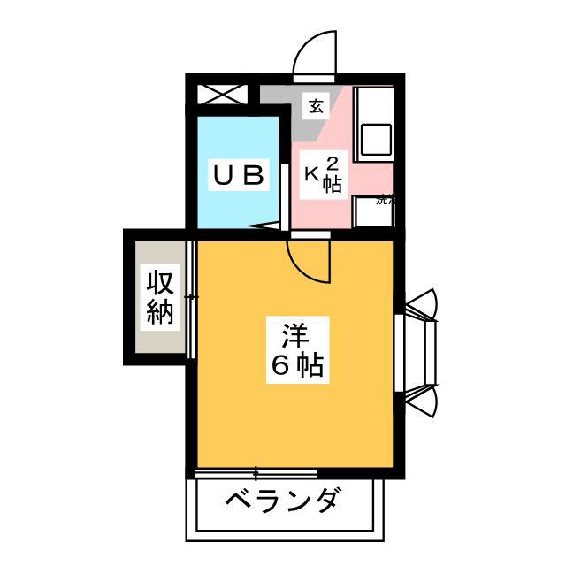 すずらんハイツ(1K/1階)の間取り写真