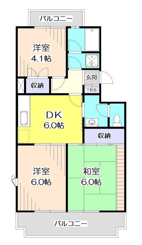 椿峰ロイヤルガーデン(3DK/1階)の間取り写真