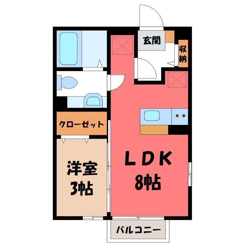 グリーンハイムB(1LDK/1階)の間取り写真