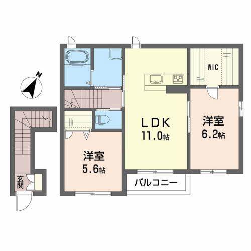 ファミールアベイII(2LDK/2階)の間取り写真