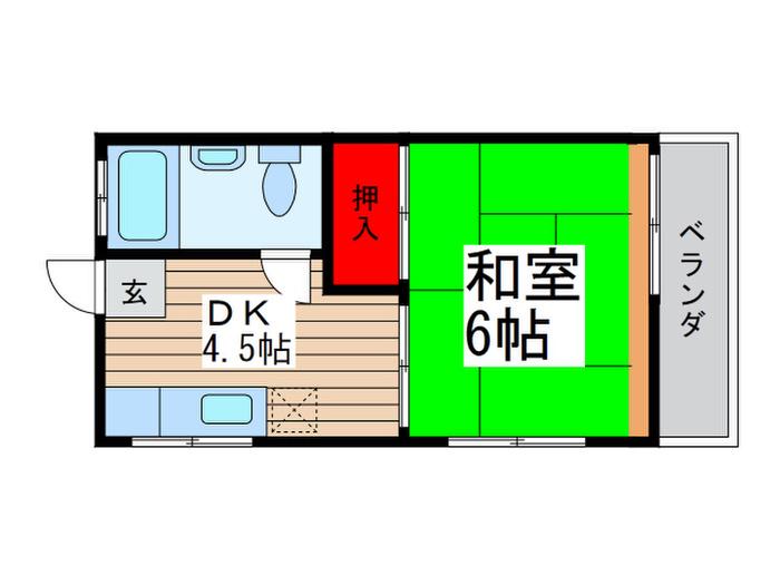 浅川荘(1DK/2階)の間取り写真