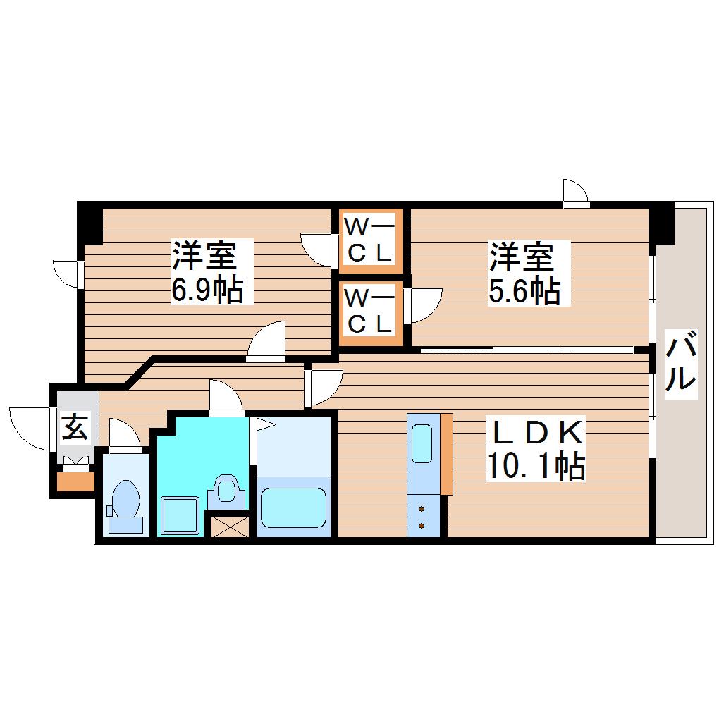 ブリリアンクラス榴岡(2LDK/11階)の間取り写真