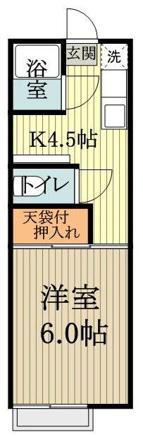 コーポ原(1DK/1階)の間取り写真