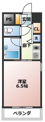 シャトーグロリアス(1K/2階)の間取り写真