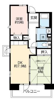 UR浜甲子園さくら街 13号棟(2DK/13階)の間取り写真