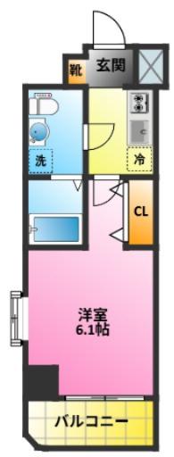 ディアレイシャス武蔵中原(1K/4階)の間取り写真