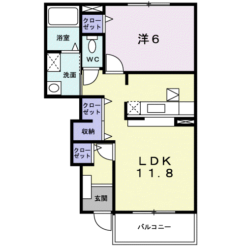 エトワール(1LDK/1階)の間取り写真