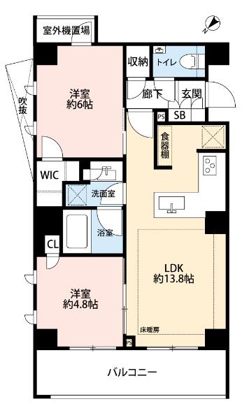オープンレジデンシア代々木上原(2LDK/4階)の間取り写真