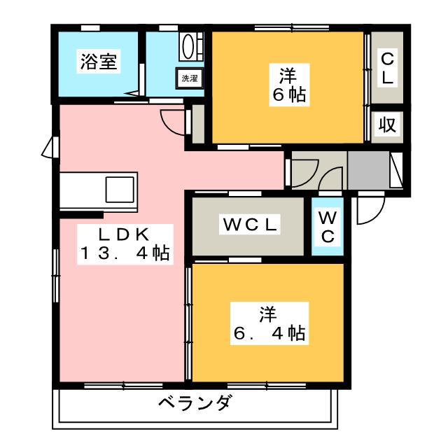 KINONE(2LDK/2階)の間取り写真